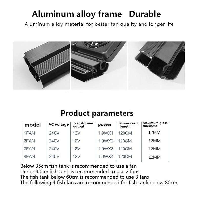 Fish Tank Cooling Fan Cooling Silent Aquarium Fan, Specification: 2 Head EU Plug