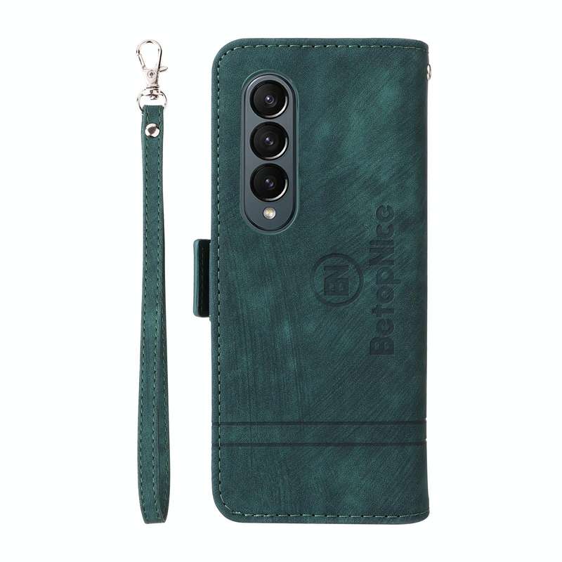 For Samsung Galaxy Z Fold4 BETOPNICE Dual-side Buckle Leather Phone Case(Green)