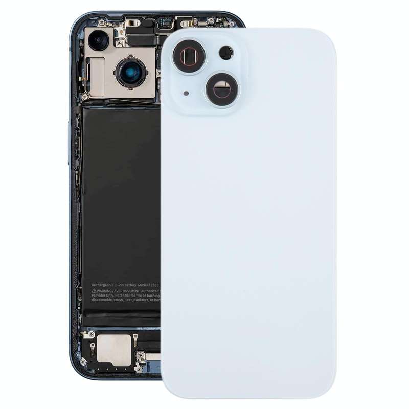 For iPhone 15 Plus Battery Back Cover with Camera Lens Cover + MagSafe Magnet(Blue)