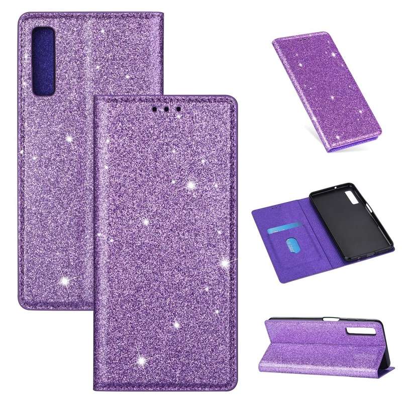 For Samsung Galaxy A7 (2018) / A750 Ultrathin Glitter Magnetic Horizontal Flip Leather Case with ...