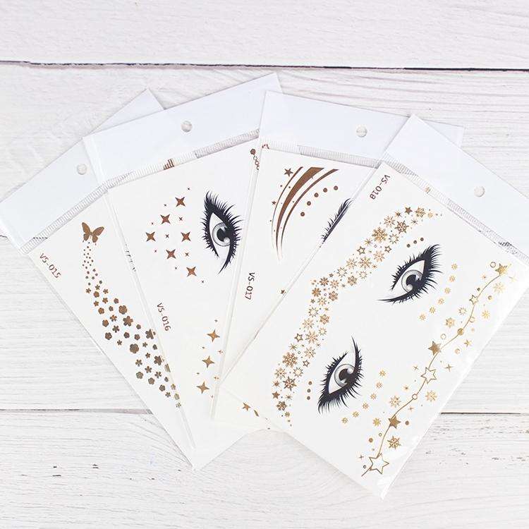 20 PCS Waterproof Bronzing Face Tattoo Stickers Party Masquerade Face Stickers(VS-032)