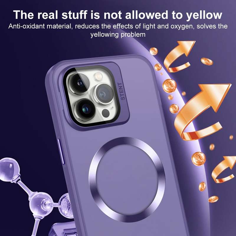 For iPhone XR Skin Feel CD Texture MagSafe Lens Holder Phone Case(Dark Purple)