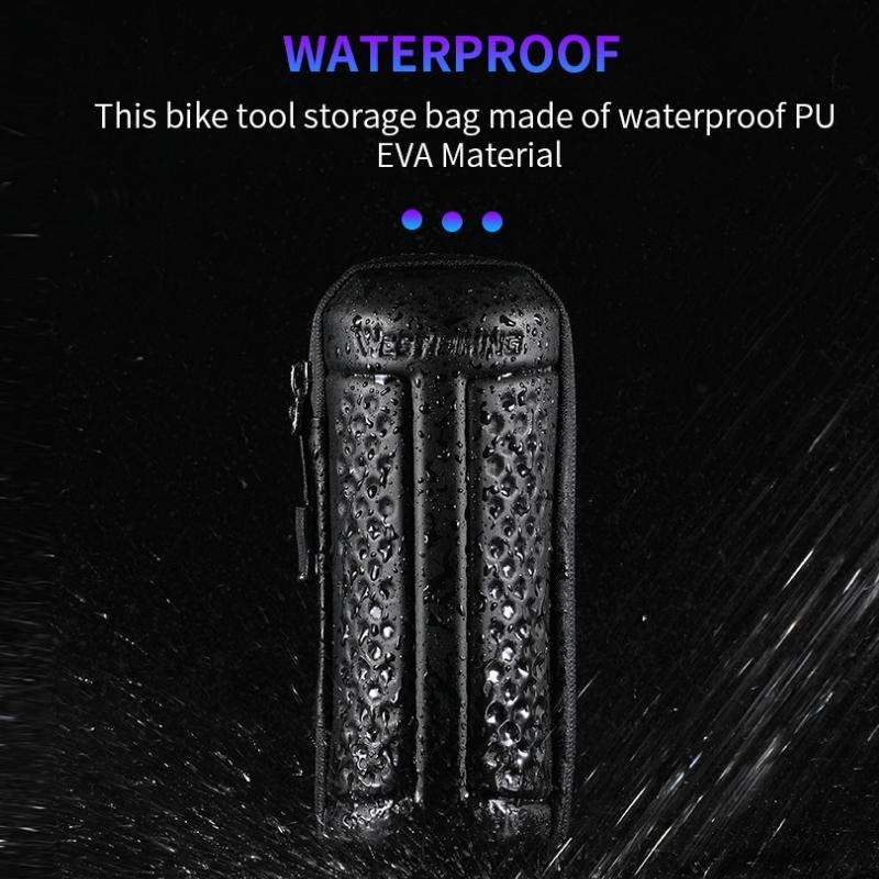 WEST BIKING 1.2L Bicycle EVA Hard Shell Water Bottle Bag With Bottle Cage(Rack+B Frosted Black)