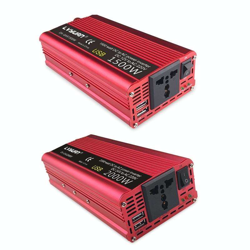 LVYUAN Car Inverter Dual USB Power Converter, Specification: 12V to 220V 1500W UK Plug