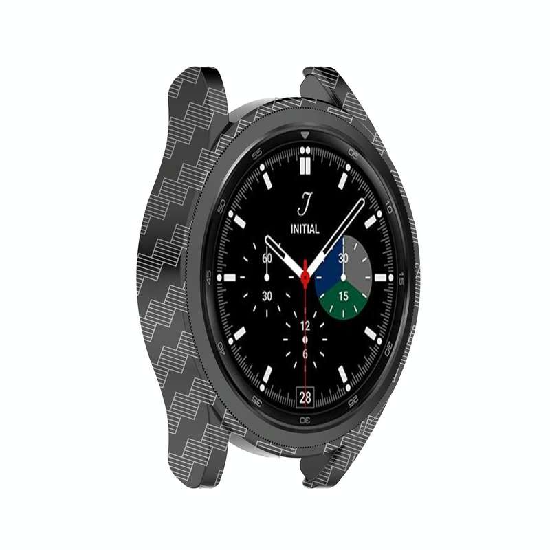 For Samsung Galaxy Watch4 Classic 46mm Half Coverage Hollowed PC Protective Case(Carbon Fibre)