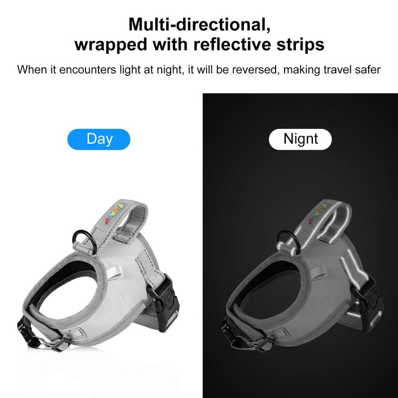 FunAdd Traction Rope Reflective Breathable Nylon Pet Vest Dog Harness, Size: S (Grey)