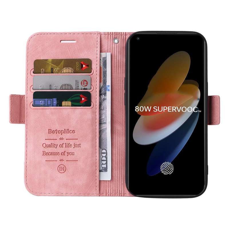 For OPPO Reno8 5G Global BETOPNICE Dual-side Buckle Leather Phone Case(Pink)