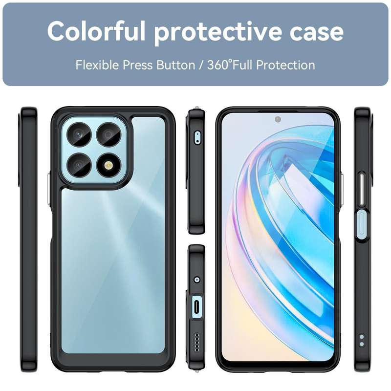 For Honor X8a Colorful Series Acrylic + TPU Phone Case(Black)