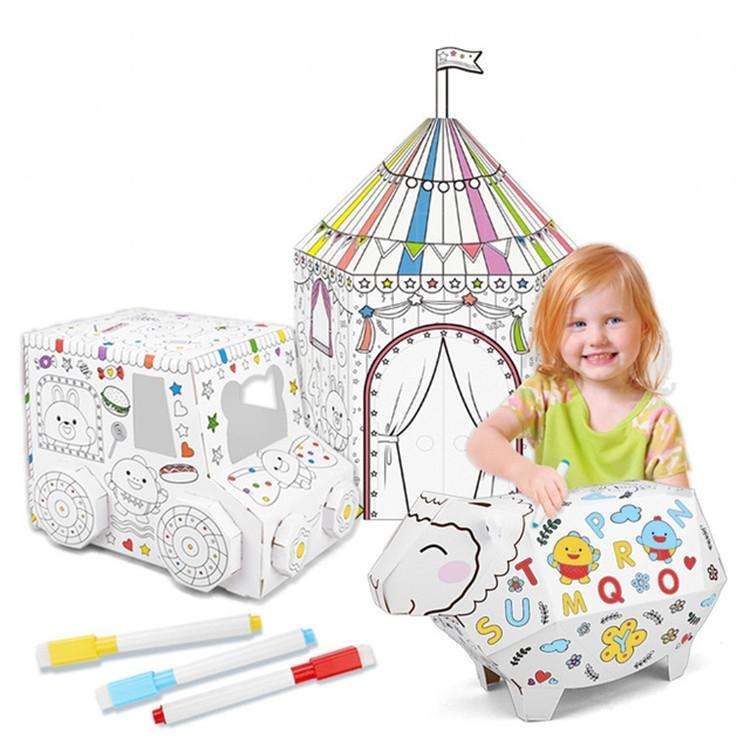 3D Graffiti Assembling DIY Manual Folding Paperboard Children Educational Toys(Mini Circus)