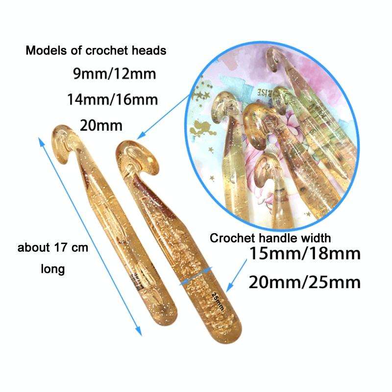 5 PCS/Set Transparent Bold Crystal Crochet Knitting Tool Set