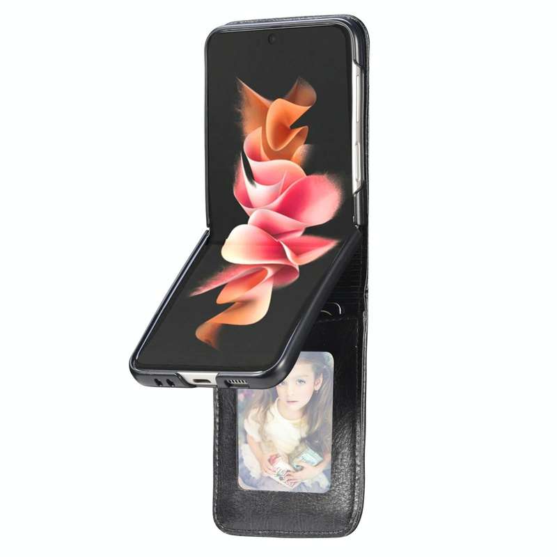 For Samsung Galaxy Z Flip3 5G Vertical Flip Card Slot Leather Phone Case(Black)