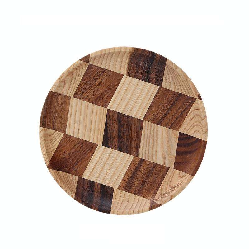 Wooden Tray Dinner Plate Household Fruit Cake Dessert Plate Wooden Dish Round 20cm