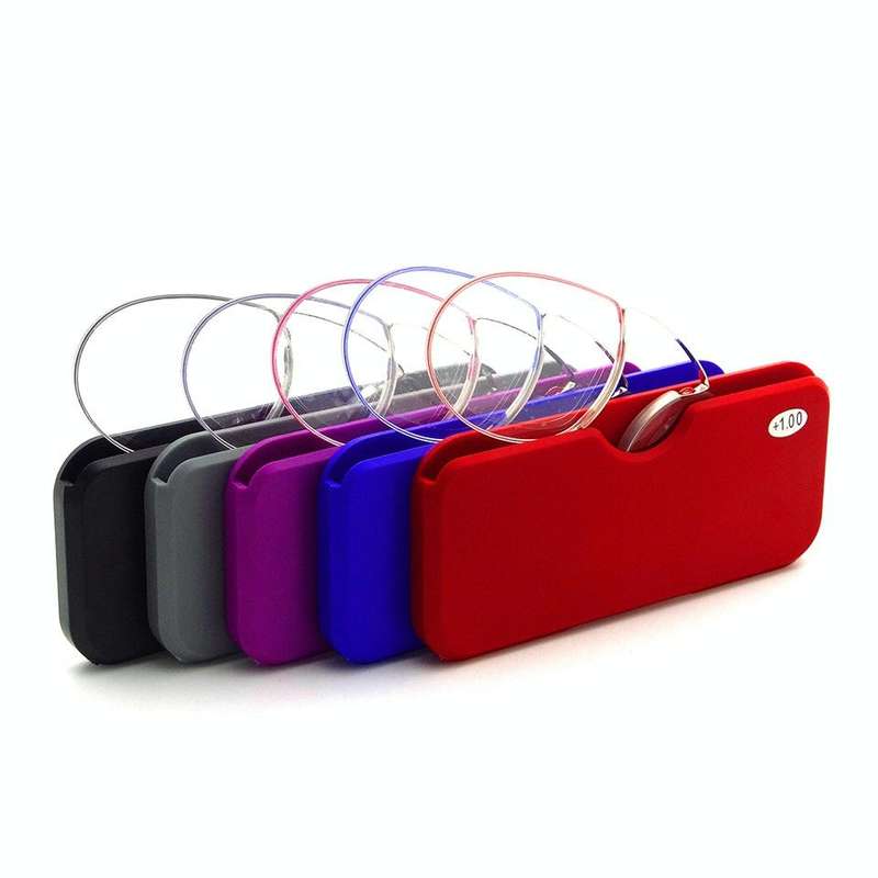 Pince-nez Reading Glasses Frameless Magnifying Glasses, Degree: +100(Blue)