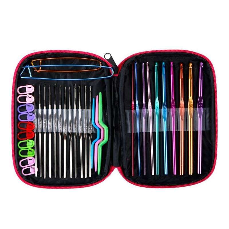 100 in 1 Crochet Knitting Tool Set(Rose Red)