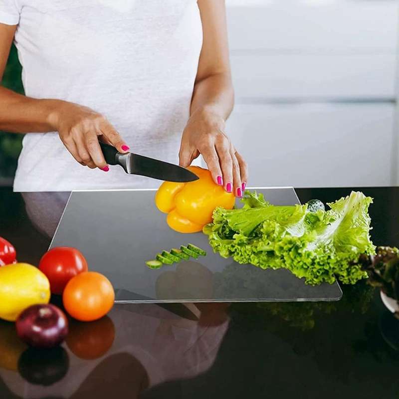 YX048 Transparent Acrylic Fruit Vegetable Cutting Board with Anti-Slip Mat
