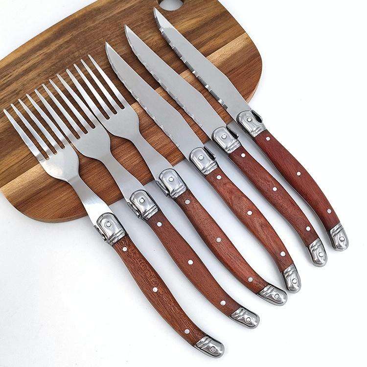 Rosewood Handle Stainless Steel Knife and Fork Cutlery,Spec: 1 Fork