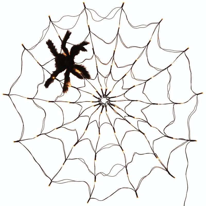 LED Spider Web Lamp with Remote Control Halloween Atmosphere Decoration Props, Power: Battery Box
