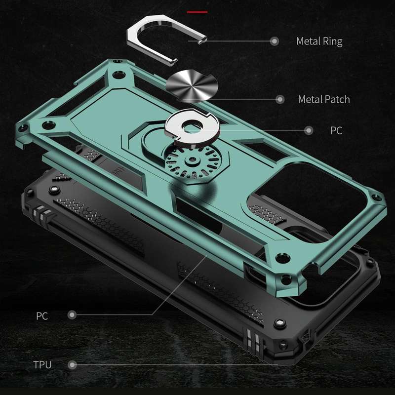 For Xiaomi Redmi 10C Shockproof TPU + PC Phone Case with 360 Degree Rotating Holder(Green)
