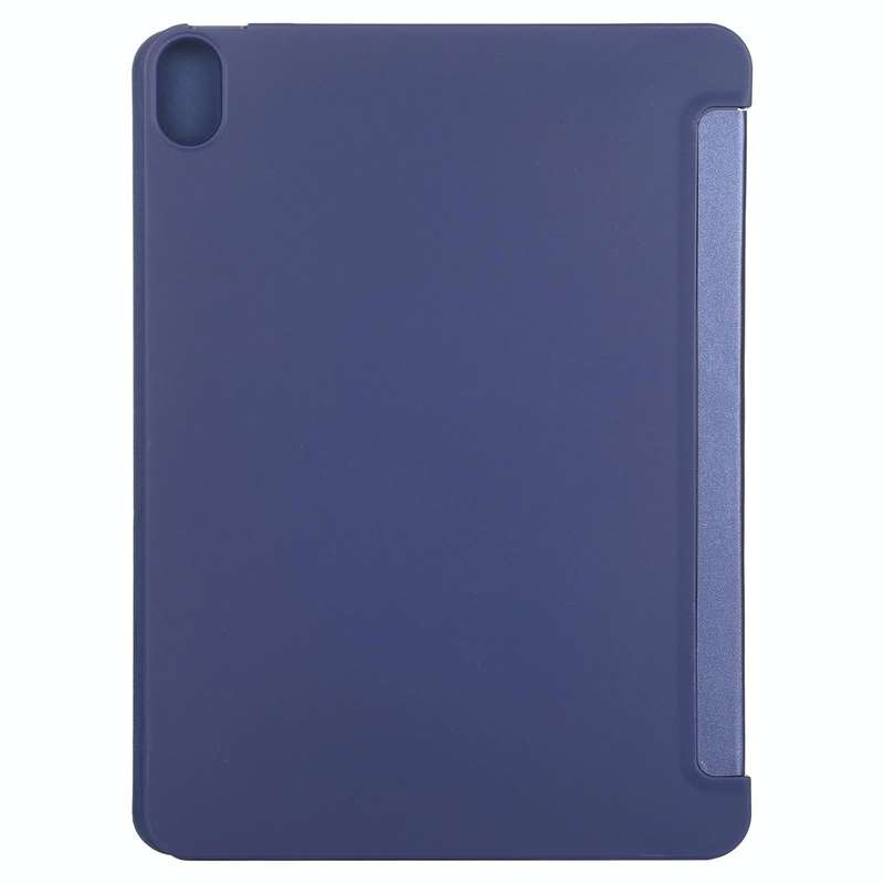 For iPad Air 2022 / 2020 10.9 Silicone 3-Folding Full Coverage Leather Case(Dark Blue)