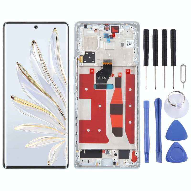 Original LCD Screen For Honor 70 Digitizer Full Assembly with Frame(Blue)