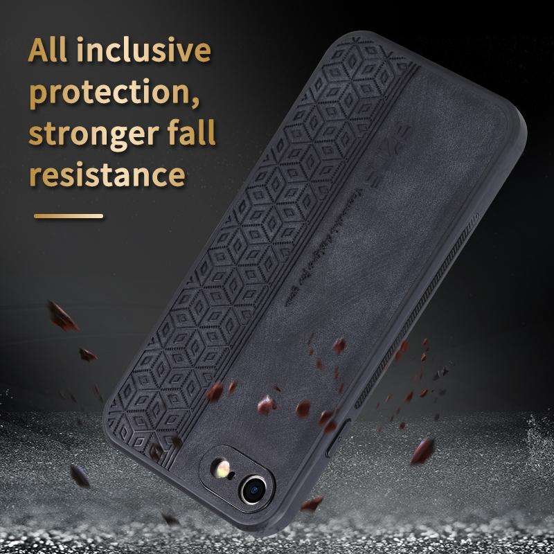 For iPhone SE 2022 / SE 2020 / 8 / 7 AZNS 3D Embossed Skin Feel Phone Case(Brown)