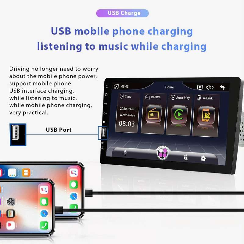 Q3570 9 inch Carplay Single Spindle MP5 Player, Style: Standard+12 Light Camera
