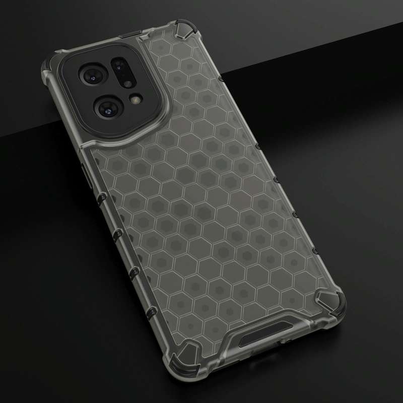 For OPPO Find X5 Shockproof Honeycomb PC + TPU Phone Case(Black)