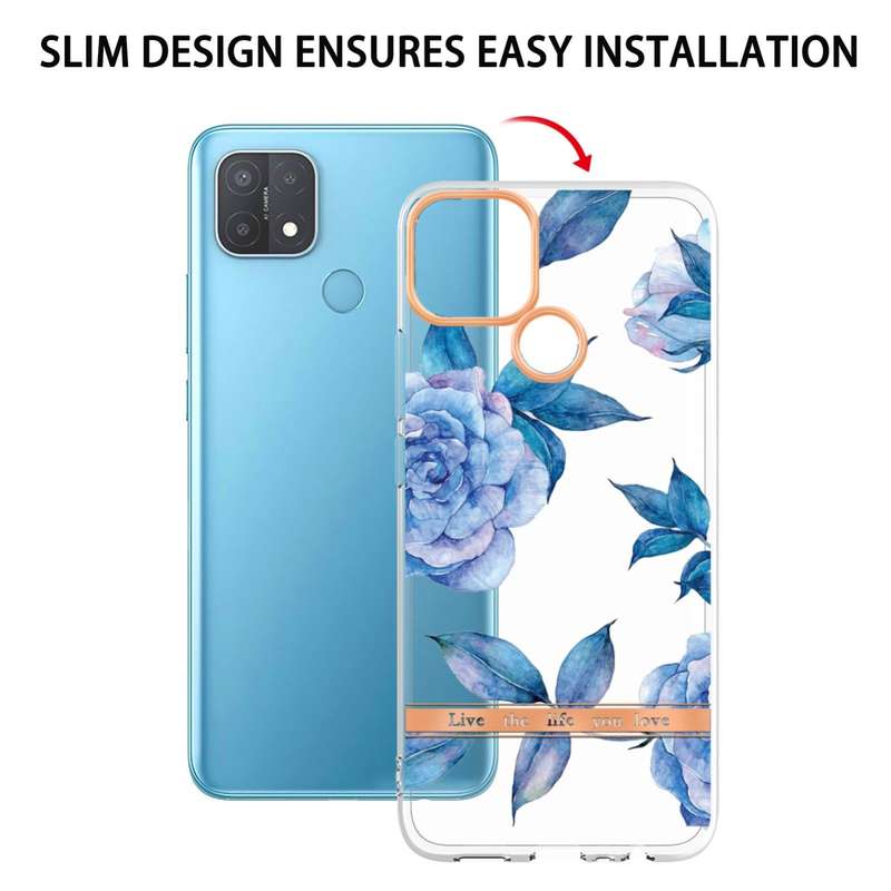 For OPPO A15 / A15S Flowers and Plants Series IMD TPU Phone Case(Orchid Peony)