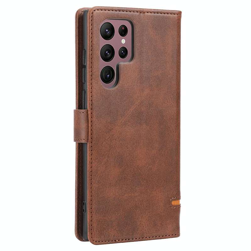 For Samsung Galaxy S22 Ultra 5G Classic Wallet Flip Leather Phone Case(Brown)