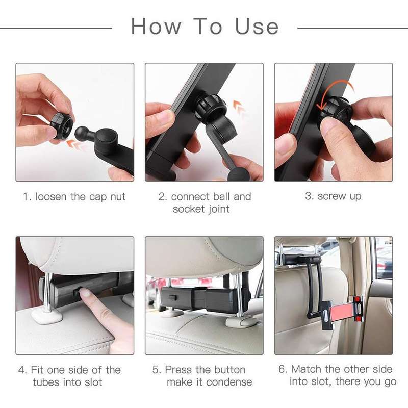 Universal 360 Rotation Holder Bracket Back Seat Car Mount(Black)
