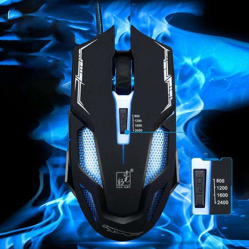 Chasing Leopard V10 USB 6-keys 2400DPI Four-speed Adjustable Steel Mesh Backlight Wired Optical G...