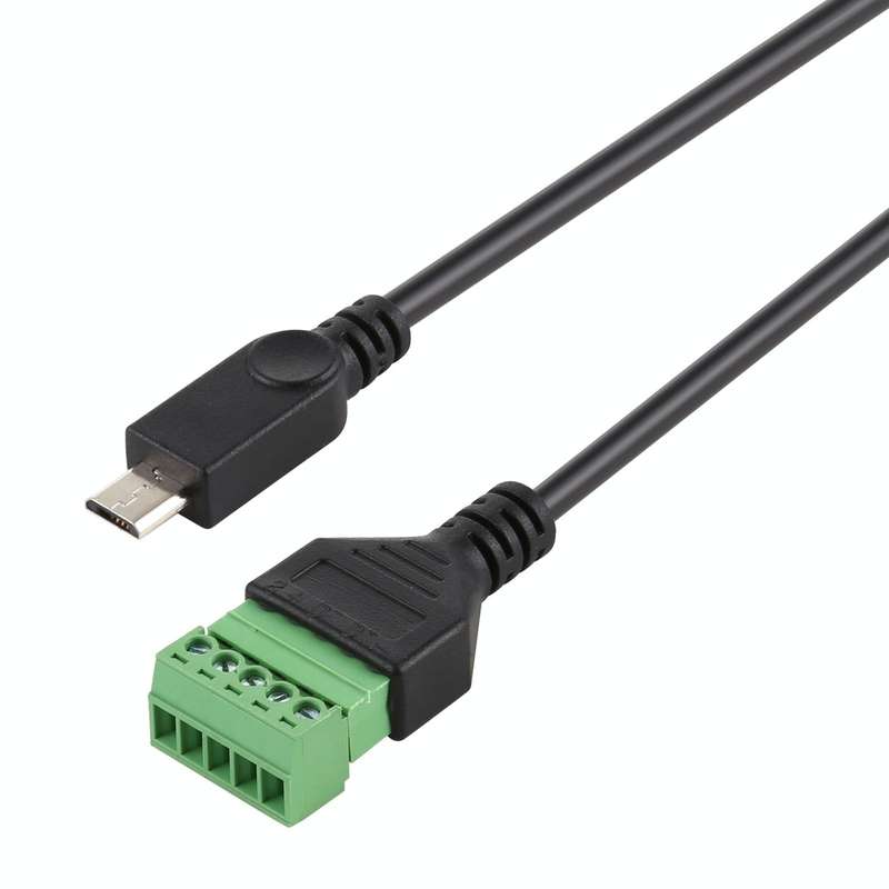 Micro USB Male to 5 Pin Pluggable Terminals Solder-free USB Connector Solderless Connection Adapt...