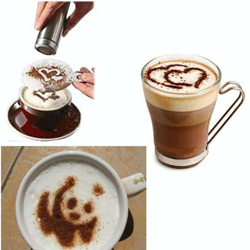 32 PCS Coffee Stencil Filter Coffee Maker Cappuccino Mold Templates Strew Flowers Pad Spray Art B...