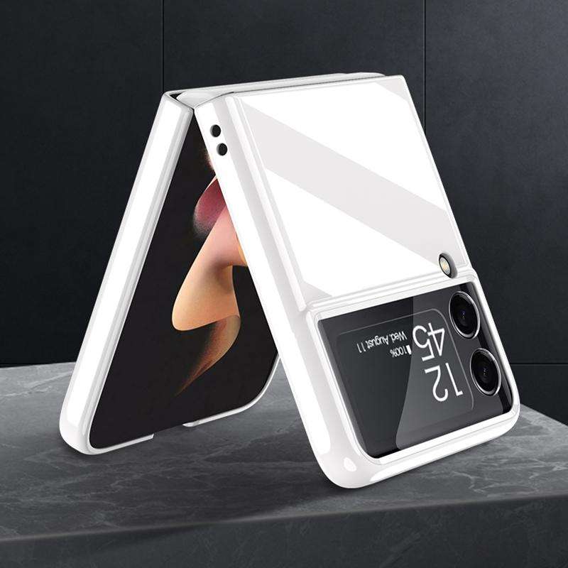 For Samsung Galaxy Z Flip3 5G GKK UV Porcelain Full Coverage Phone Flip Case(White)