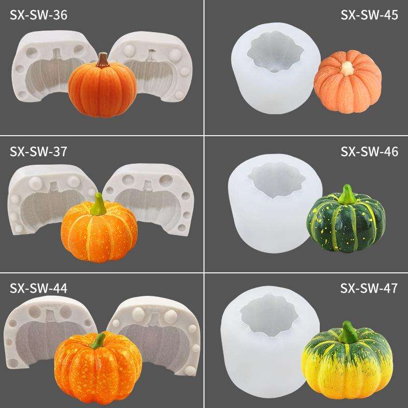 Halloween Three-Dimensional Pumpkin Cake DIY Scented Candle Silicone Mold, Specification: SW-46