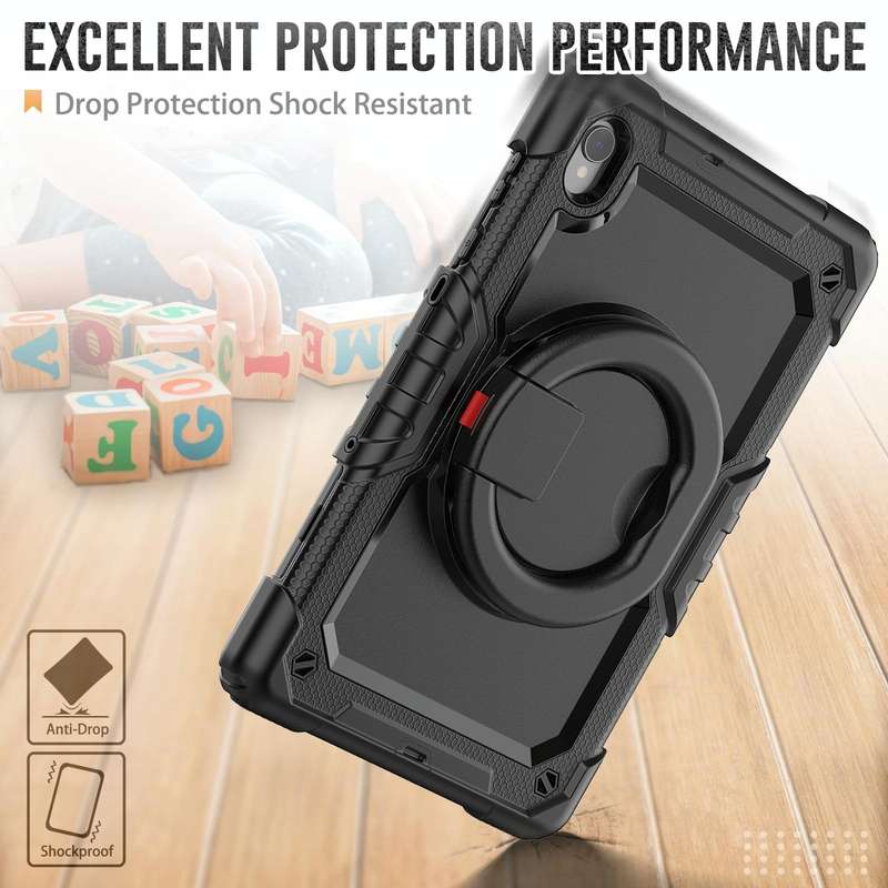For Lenovo M10 Plus X606F Silicone + PC Holder Tablet Case(Black)