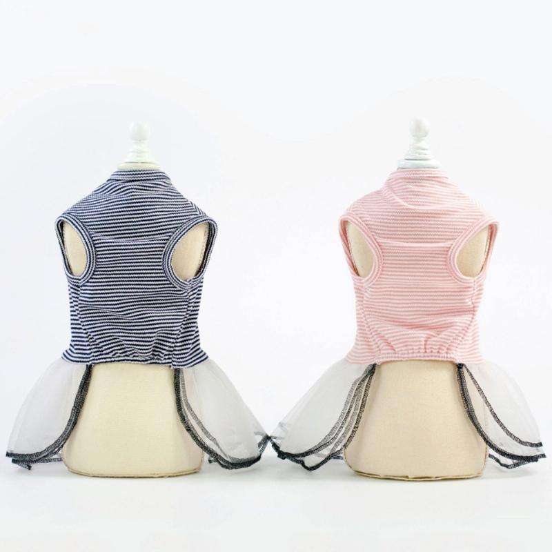 Pet Clothes Dog Summer Breathable Striped Skirt, Size:XL(Pink)