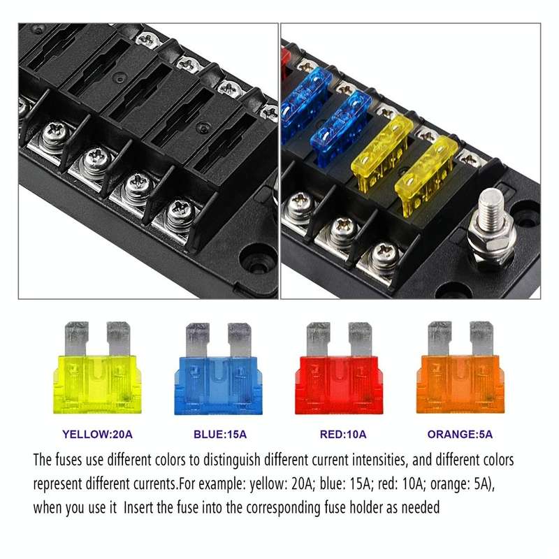 ZH-978A1 FB1901 1 In 6 Out 6 Ways Independent Positive Negative Fuse Box with 12 Fuses for Auto C...