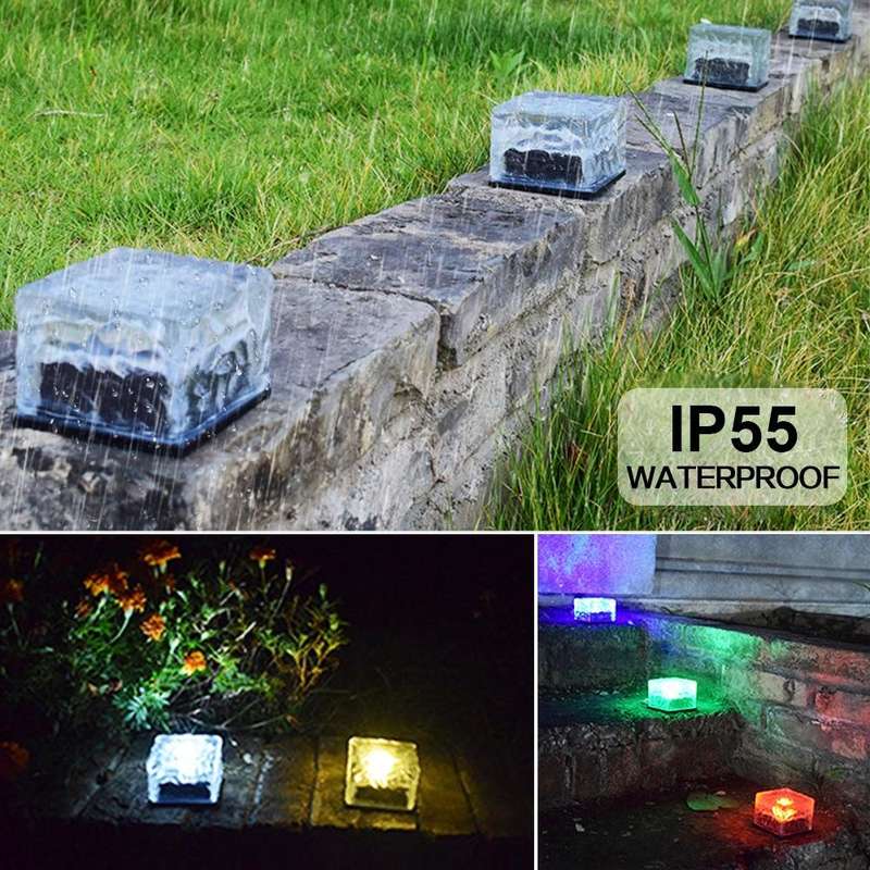 Solar Powered Square Tempered Glass Outdoor LED Buried Light Garden Decoration Lamp IP55 Waterpro...