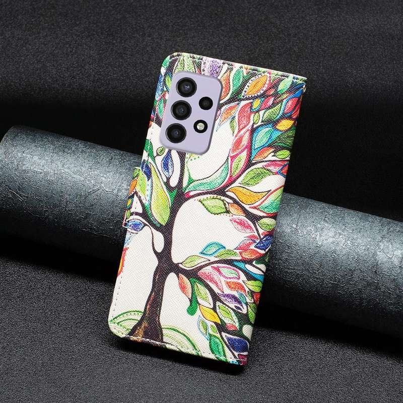 For Samsung Galaxy A33 5G Colored Drawing Pattern Leather Phone Case(Life Tree)