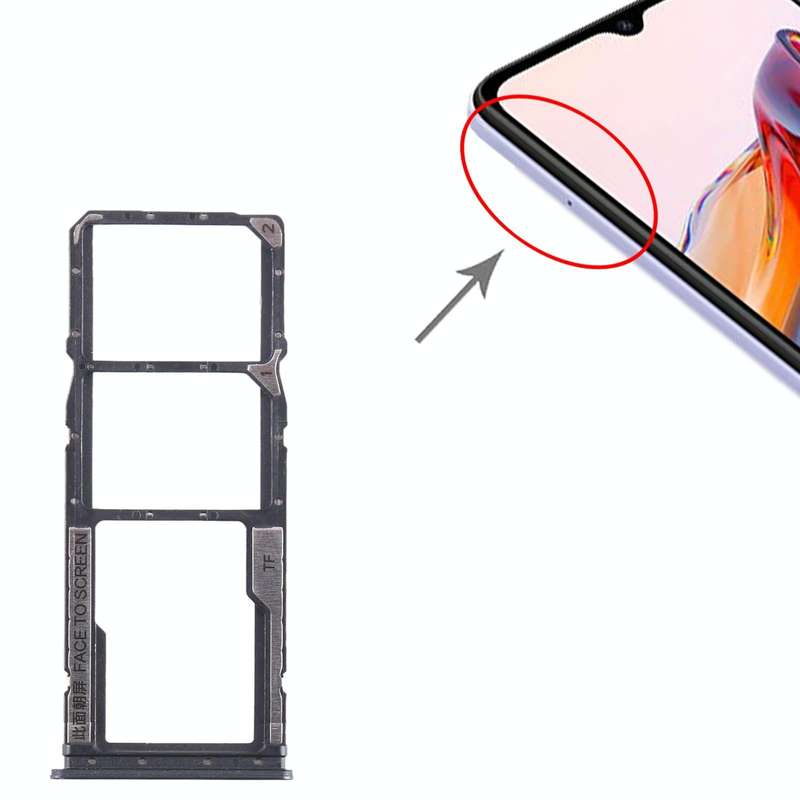 For Xiaomi Poco C55 SIM Card Tray + SIM Card Tray + Micro SD Card Tray (Black)