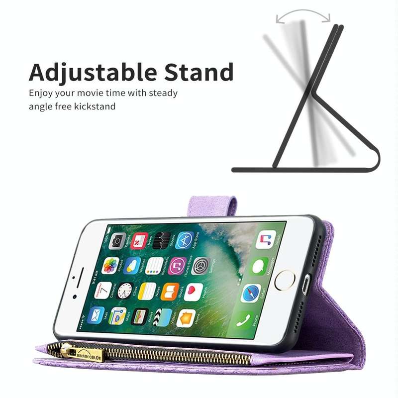 For iPhone 8 Plus / 7 Plus Flying Butterfly Embossing Pattern Zipper Horizontal Flip Leather Case...