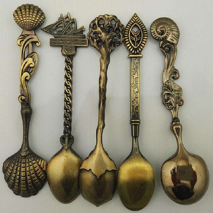 1 Set Stainless Steel Creative Coffee Spoon Soup Spoon Western Style Tableware(Bronze)