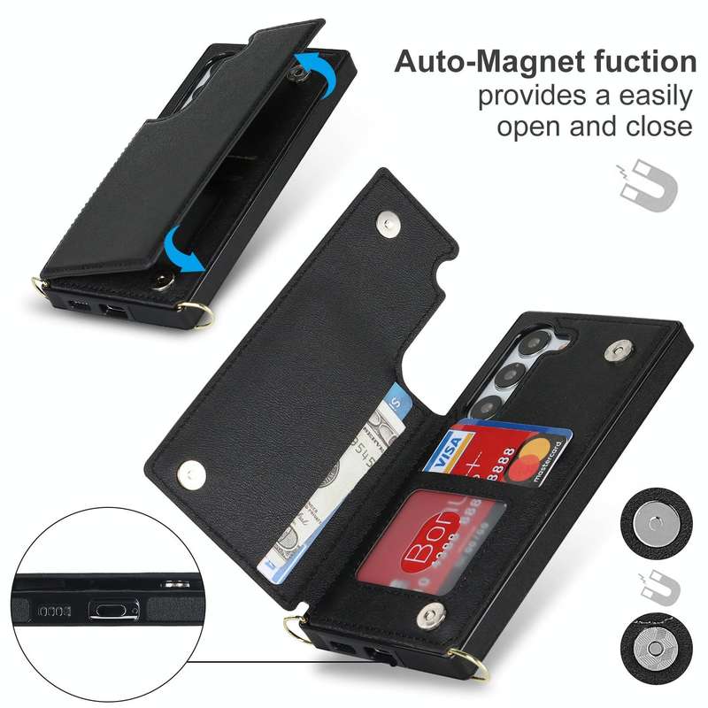 For Samsung Galaxy S23+ 5G Cross-body Square Double Buckle Flip Card Bag TPU+PU Case(Black)