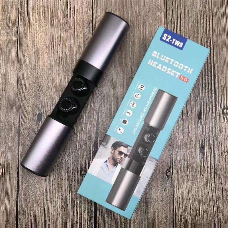 Drawer Type S2 Ear-in TWS Bluetooth V5.0 Wireless Earphones(Grey)