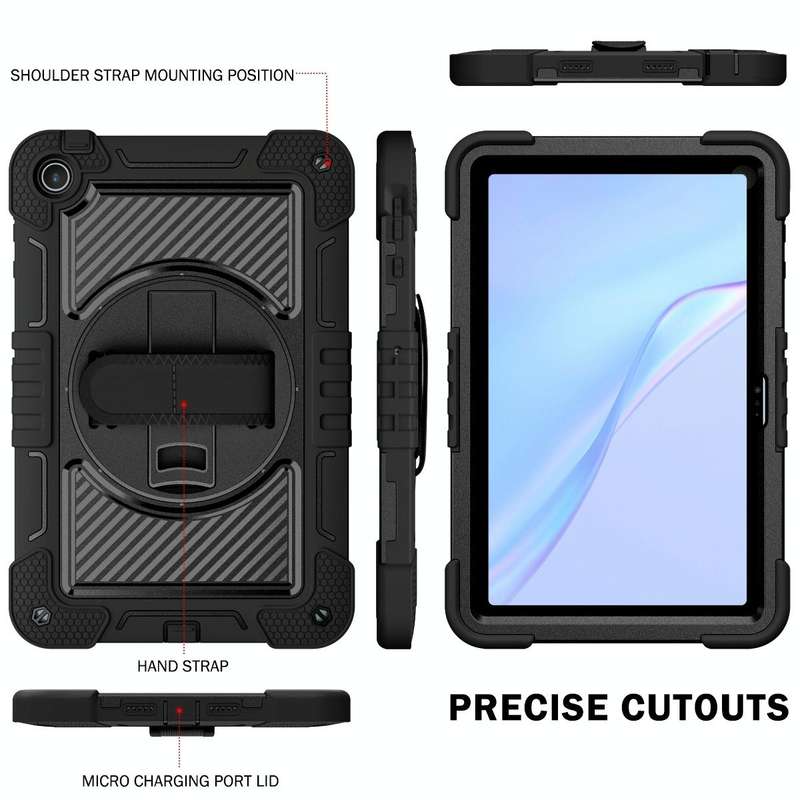 For Huawei MatePad SE 10.4 360 Degree Rotation PC Contrast Silicone Tablet Case(Black)
