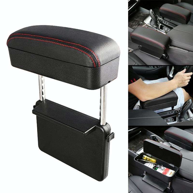 Universal Car PU Leather Wrapped Armrest Box Cushion Car Armrest Box Mat with Storage Box (Black ...