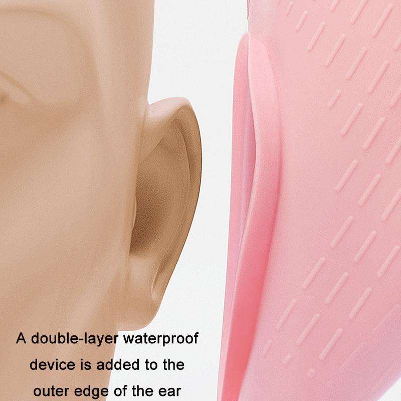 WAVE Waterproof Solid Color Ear Guard Silicone Swimming Cap, Color: Childrens Pink