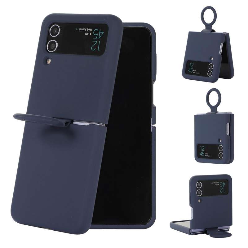 For Samsung Galaxy Flip 3 Silicone Integrated Ring Buckle Phone Case(Black)