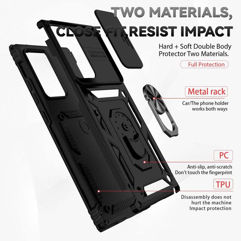 For Samsung Galaxy Note20 Ultra Sliding Camshield Holder Phone Case(Black)